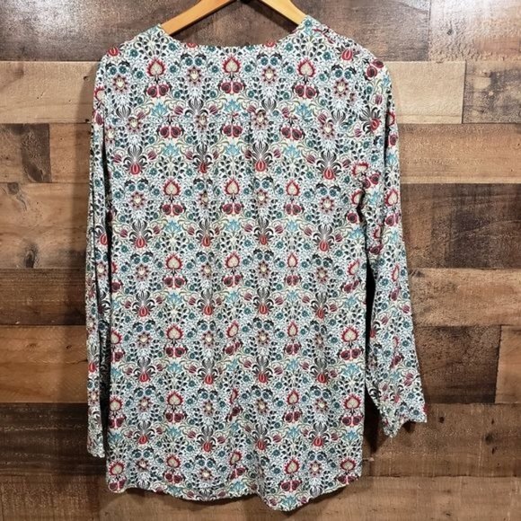 J. Jill floral persian vintage button up floral vneck tunic top woman's size s - Picture 3 of 10